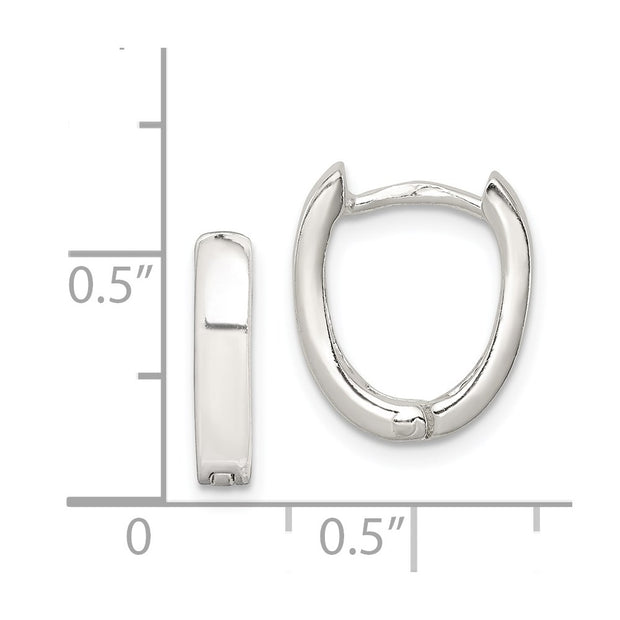 Sterling Silver Oval Hinged Hoop Earrings