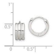 Sterling Silver Striped Hinged Hoop Earrings