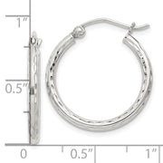 Sterling Silver 2mm Diamond Cut Hoop Earrings