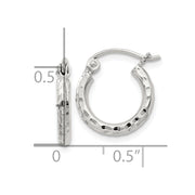 Sterling Silver 2mm Diamond Cut Hoop Earrings