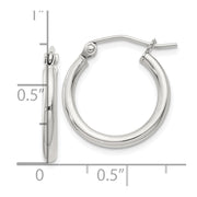 Sterling Silver 2mm Round Hoop Earrings