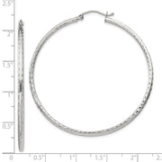 Sterling Silver 2mm Diamond Cut Hoop Earrings