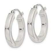 Sterling Silver 3x20mm Square Tube Hoop Earrings