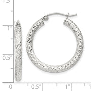 Sterling Silver D/C 3x25mm Hoop Earrings