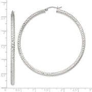 Sterling Silver D/C 3x60mm Hoop Earrings