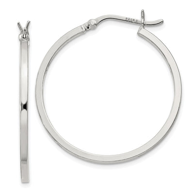 Sterling Silver 1.5x30mm Hoop Earrings