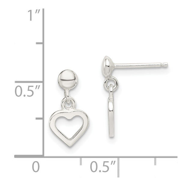 Sterling Silver Dangle Heart Post Earrings