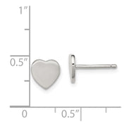 Sterling Silver Rhodium-plated Polished Heart Children's Post Earrings