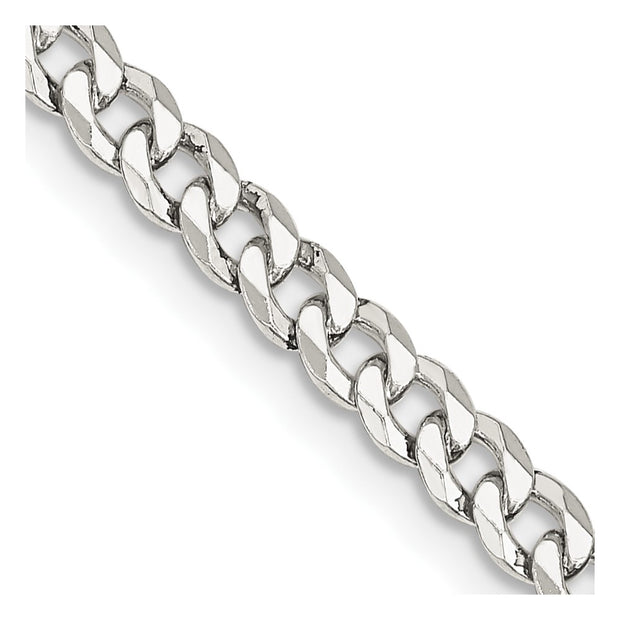 Sterling Silver 4mm Beveled Curb Chain