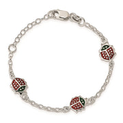 Sterling Silver Multi-color Enamel Ladybugs w/ ext. Children's Bracelet