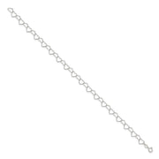 Sterling Silver 0.6mm Fancy Heart Link Anklet
