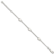 Sterling Silver Heart Childs 6 Inch Plus 1 Inch Ext. Bracelet