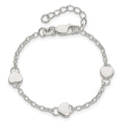 Sterling Silver Heart Childs 6 Inch Plus 1 Inch Ext. Bracelet
