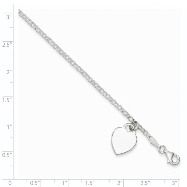 Sterling Silver Engraveable Heart Childs Bracelet