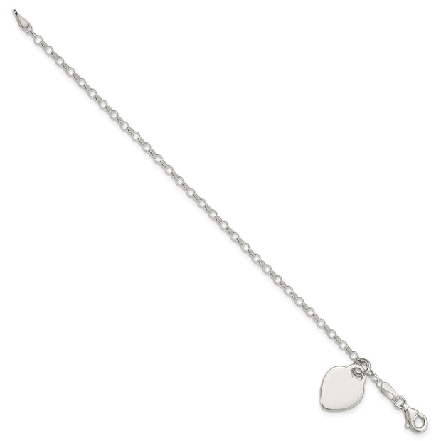 Sterling Silver Engraveable Heart Childs Bracelet