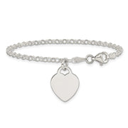 Sterling Silver Engraveable Heart Childs Bracelet