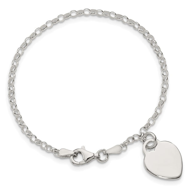 Sterling Silver Engraveable Heart Childs Bracelet