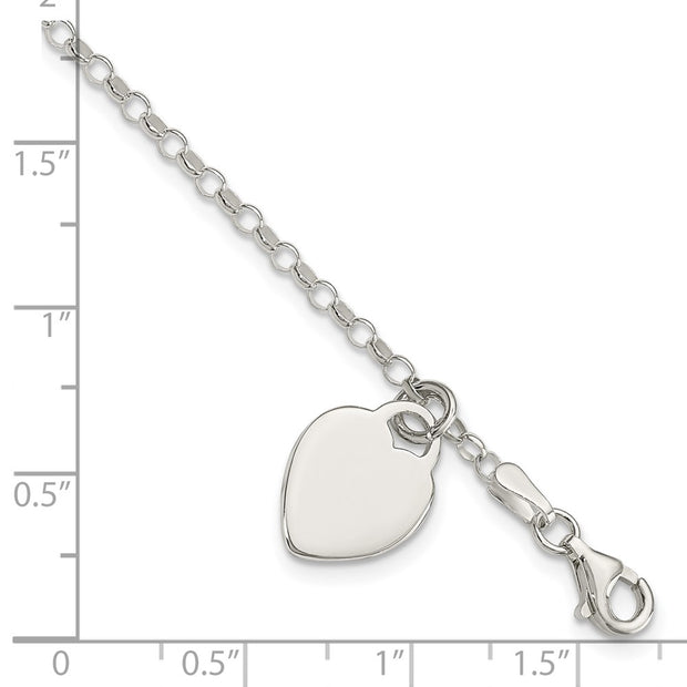 Sterling Silver Engraveable Heart Childs Bracelet