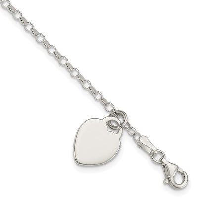 Sterling Silver Engraveable Heart Bracelet