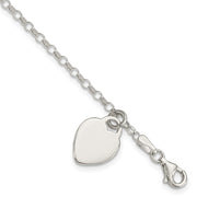 Sterling Silver Engraveable Heart Childs Bracelet