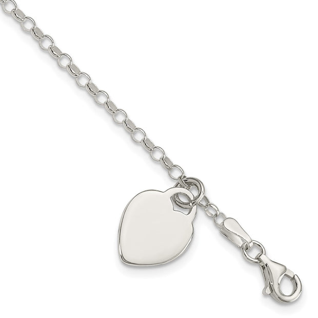Sterling Silver Engraveable Heart Childs Bracelet