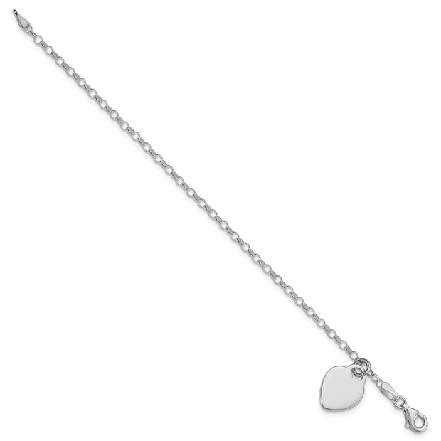 Sterling Silver Rhodium-plated Heart Childs Bracelet