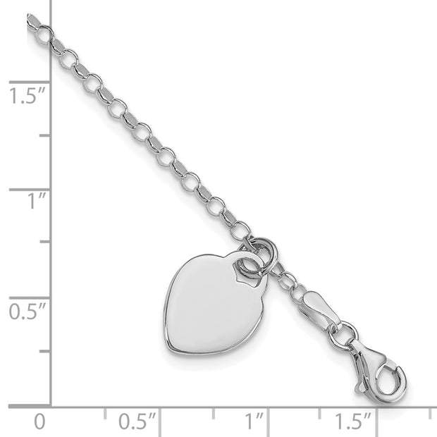 Sterling Silver Rhodium-plated Heart Childs Bracelet