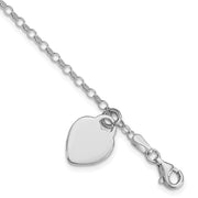 Sterling Silver Rhodium-plated Heart Childs Bracelet