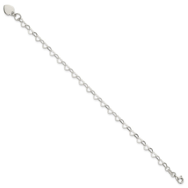 Sterling Silver Heart Link Childs Bracelet
