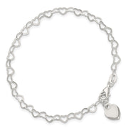 Sterling Silver Heart Link Childs Bracelet