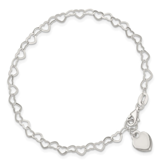 Sterling Silver Heart Link Childs Bracelet