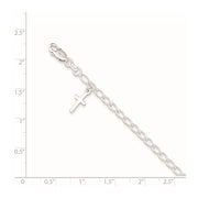 Sterling Silver Polished Latin Cross Charm with Ext. Children's Bracele