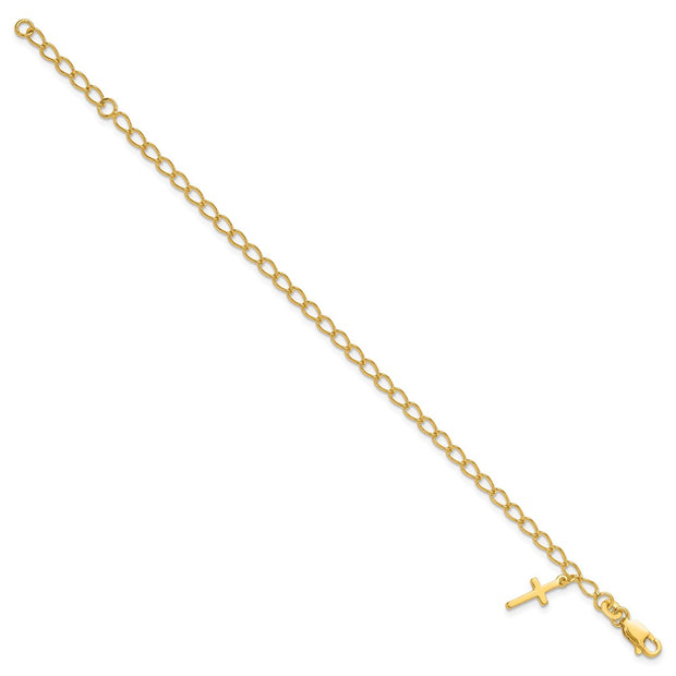 Sterling Silver Gold-tone Cross Charm Child's w/ ext. Bracelet