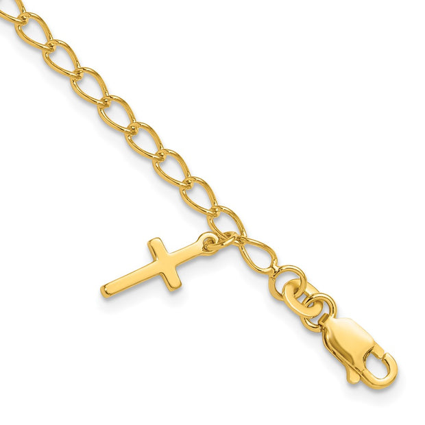 Sterling Silver Gold-tone Cross Charm Child's w/ ext. Bracelet