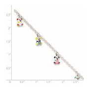 Sterling Silver Multi-color Enameled Bears w/ ext Children's Bracelet