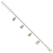 Sterling Silver Multi-color Enameled Bears w/ ext Children's Bracelet