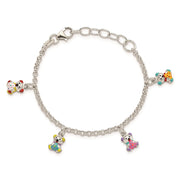 Sterling Silver Multi-color Enameled Bears w/ ext Children's Bracelet