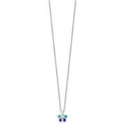 Sterling Silver Polished Blue & Purple Enameled Butterfly with Extension Children's Necklace