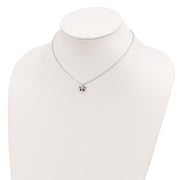 Sterling Silver Polished Blue & Purple Enameled Butterfly with Extension Children's Necklace
