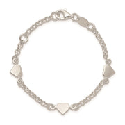 Sterling Silver Polished Hearts with . ext. Children's Bracelet