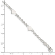 Sterling Silver Polished Hearts with . ext. Children's Bracelet