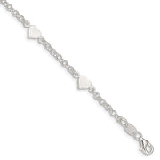 Sterling Silver Polished Hearts with . ext. Children's Bracelet