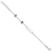 Sterling Silver Enamel Butterfly w/ ext Childs ID Bracelet