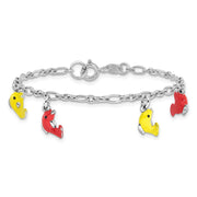 Sterling Silver Polished & Enameled Dolphins Children's Bracelet