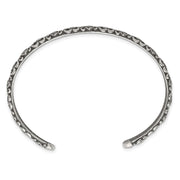 Sterling Silver Antiqued Floral Cuff Bangle Bracelet