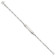 Sterling Silver Polished Figaro Link Childrens with Extension ID Bracelet