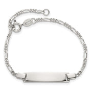 Sterling Silver Polished Figaro Link Childrens with Extension ID Bracelet