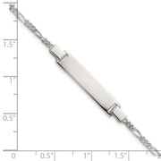 Sterling Silver Polished Figaro Link Childrens with Extension ID Bracelet