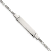 Sterling Silver Polished Figaro Link Childrens with Extension ID Bracelet