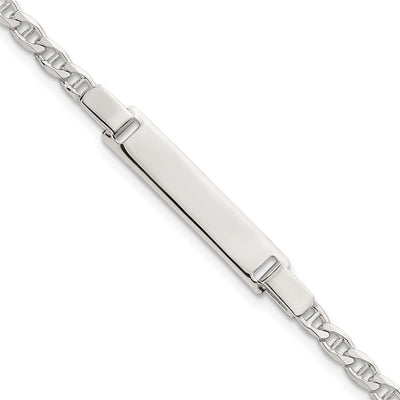 Sterling Silver Polished Anchor Link Childrens 6 Inch ID Bracelet